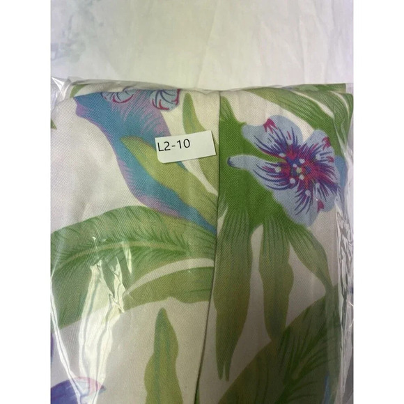 Vtg Reef Island Silk Dress L Hawaiian Floral Palm Straight Midi Side Slit Resort - Picture 12 of 13